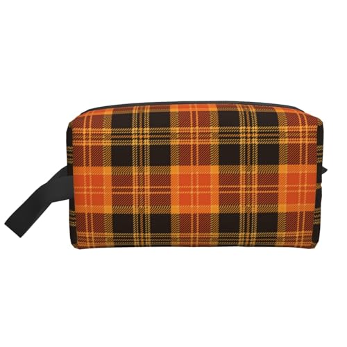 Halloween-Tartan-Plaid, Make-up-Tasche, Kosmetiktasche, tragbare Reise-Kulturtasche, Make-up-Tasche, Organizer von WEVFGHI