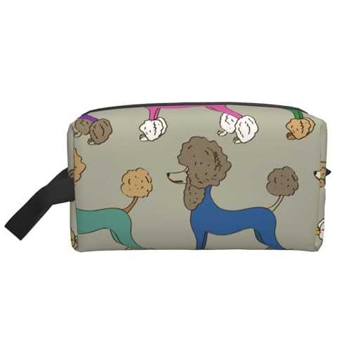 Lustiger Cartoon-Bunter Pudel, Make-up-Tasche, Kosmetiktasche, tragbare Reise-Kulturtasche, Make-up-Tasche, Organizer von WEVFGHI