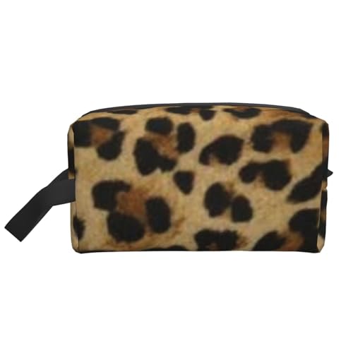 Niedlicher Leopardenmuster, Make-up-Tasche, Kosmetiktasche, tragbare Reise-Kulturtasche, Make-up-Tasche, Organizer von WEVFGHI