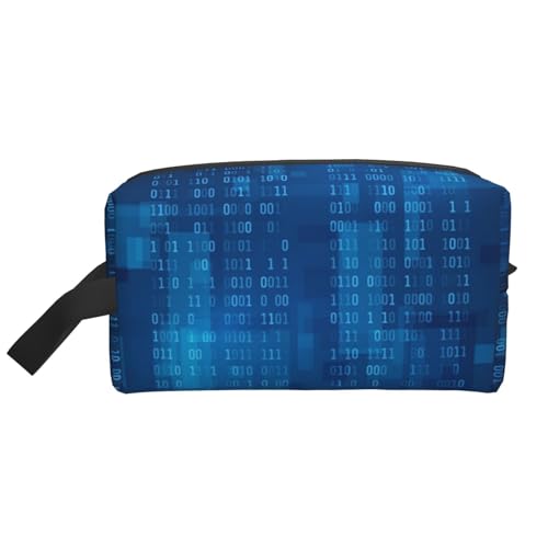 Programmierer Binärcode Blau, Make-up-Tasche, Kosmetiktasche, tragbare Reise-Kulturtasche, Make-up-Tasche, Organizer von WEVFGHI