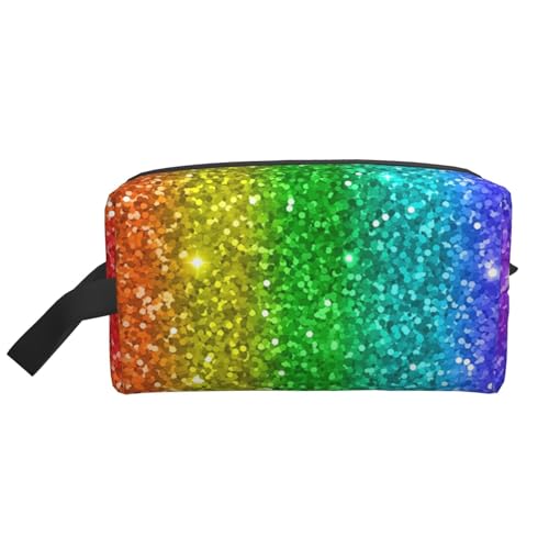 Regenbogen Sieht aus wie mit Pailletten, Make-up-Tasche, Kosmetiktasche, tragbare Reise-Kulturtasche, Make-up-Tasche, Organizer von WEVFGHI