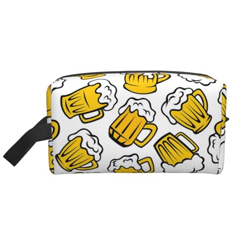 Retro-Cartoon-Bier, Make-up-Tasche, Kosmetiktasche, tragbare Reise-Kulturtasche, Make-up-Tasche, Organizer von WEVFGHI