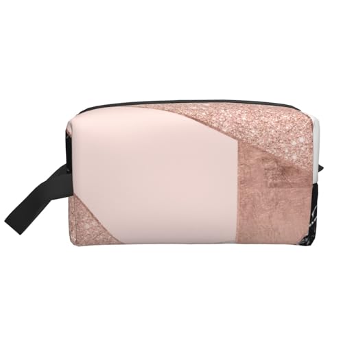 Rose Gold Glitzer Schwarz Weiß Marmor Geometrisch, Make-up-Tasche, Kosmetiktasche, tragbare Reise-Kulturtasche, Make-up-Tasche, Organizer von WEVFGHI