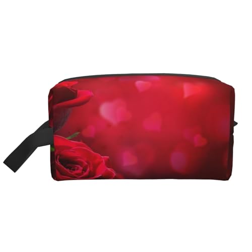 Rote Rose Bedruckt, Make-up-Tasche, Kosmetiktasche, tragbare Reise-Kulturtasche, Make-up-Tasche, Organizer von WEVFGHI