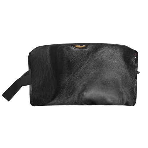 Schwarzer Labrador-Hund, Make-up-Tasche, Kosmetiktasche, tragbare Reise-Kulturtasche, Make-up-Tasche, Organizer von WEVFGHI