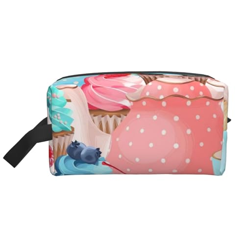 Teetasse-Cupcake, Make-up-Tasche, Kosmetiktasche, tragbare Reise-Kulturtasche, Make-up-Tasche, Organizer von WEVFGHI