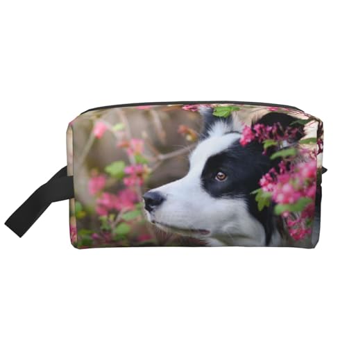 Tierisches Border-Collie-niedliches Hundehaustier, Make-up-Tasche, Kosmetiktasche, tragbare Reise-Kulturtasche, Make-up-Tasche, Organizer von WEVFGHI