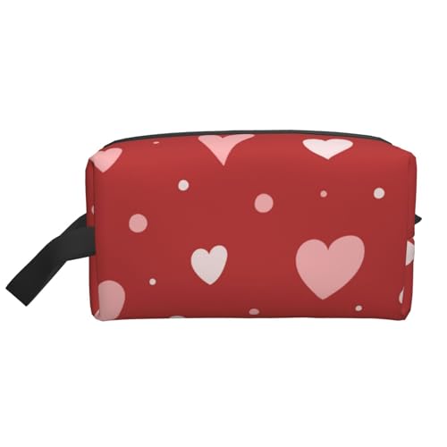 Valentinstag-Herzmuster, Make-up-Tasche, Kosmetiktasche, tragbare Reise-Kulturtasche, Make-up-Tasche, Organizer von WEVFGHI