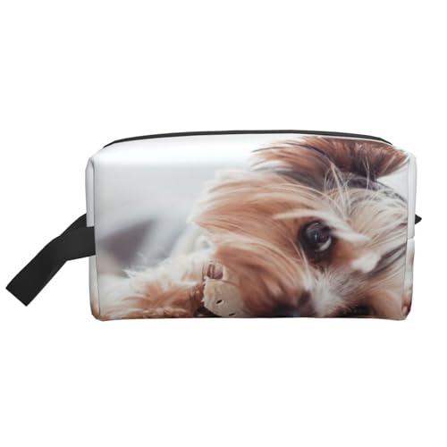 Yorkshire-Terrier-Druck, Make-up-Tasche, Kosmetiktasche, tragbare Reise-Kulturtasche, Make-up-Tasche, Organizer von WEVFGHI