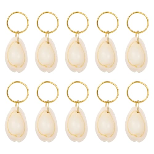 WEWAYSMILE 10 Stück Kauri Muscheln Für Haaranhänger Für Zöpfe Muschel Haarschmuck Goldene Zopf Accessoires Für Frauen Strand Stil Mode Dekoration von WEWAYSMILE