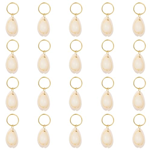 WEWAYSMILE 20 Stück Kauri Muscheln Für Haaranhänger Für Zöpfe Muschel Haarschmuck Goldene Zopf Accessoires Für Frauen Strand Stil Mode Dekoration von WEWAYSMILE