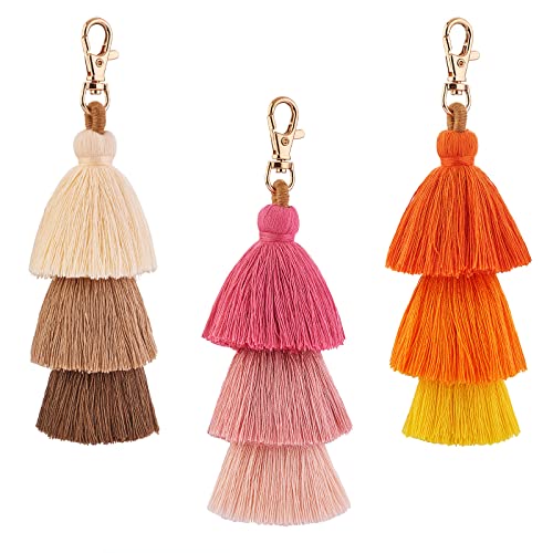 WEWAYSMILE 3 Pieces Tassel Bag Charm Key Chain, Tassels Charm Keychain, Colorful Tassel Bag Charm, for Women Purse Key chain Car Keyring, One Size (Multicoloured) von WEWAYSMILE