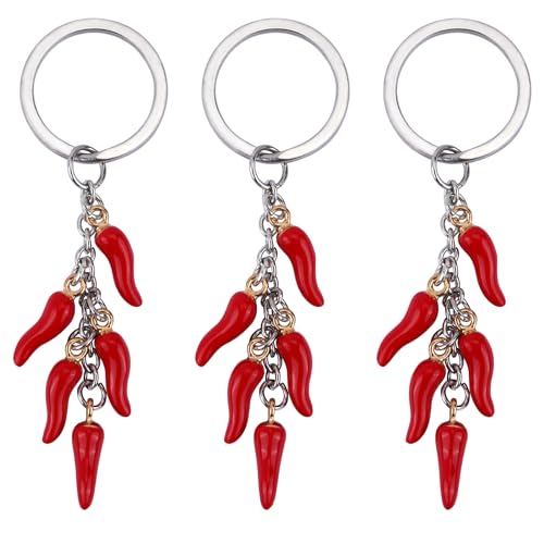 WEWAYSMILE 3 Stück Italienischer Roter Schlüsselanhänger Italienischer Horn Anhänger Schlüsselanhänger Für Handtasche Schultasche Schlüsselanhänger Autozubehör von WEWAYSMILE