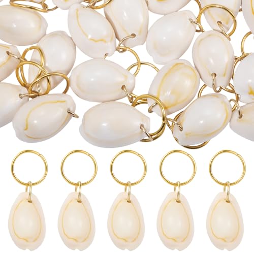 WEWAYSMILE 30 Stück Kauri Muscheln Für Haaranhänger Für Zöpfe Muschel Haarschmuck Goldene Zopf Accessoires Für Frauen Strand Stil Mode Dekoration von WEWAYSMILE
