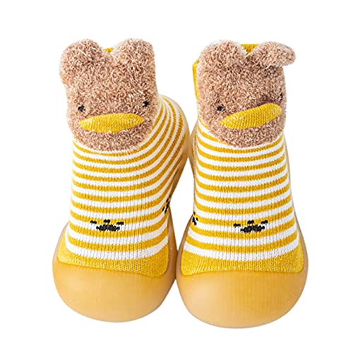 WEXCV Baby Socken Schuhe Kinder-Hüttenschuhe aus Baumwoll Niedlich Einfarbig Briefdruck Gummisohlen Kinder Rutschhemmender Sohle Unisex für Mädchen und Jungen Warm Kleinkindschuhe von WEXCV