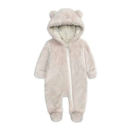 WEXCV Säugling Baby Playsuit Mädchen Jungen Overall Herbst und Winter Langarm Flauschig Plüsch Bär Form Warm Bequem Babysachen 0-18 Monate von WEXCV