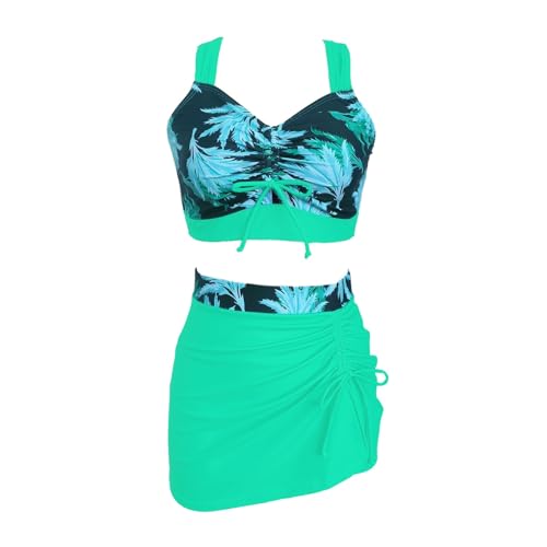 WEXCV Schwarze Digitaluhr Damen Plus Size Split Konservative Damen Bademode Plus Size Strandbikini Außenhandel Bademode Dreiteiliger Anzug Motivation Tank Top (Green, M) von WEXCV