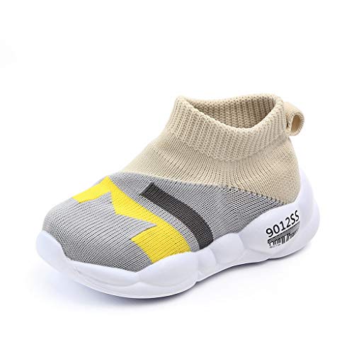 WEXCV Unisex Baby Jungen Mädchen Farbabstimmung Strumpfwaren Krabbelschuhe Neugeborenen Anti-Rutsch Licht Schuhe Lauflernschuhe 22.5-32 von WEXCV