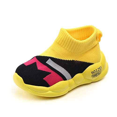 WEXCV Unisex Baby Jungen Mädchen Farbabstimmung Strumpfwaren Krabbelschuhe Neugeborenen Anti-Rutsch Licht Schuhe Lauflernschuhe 22.5-39 von WEXCV