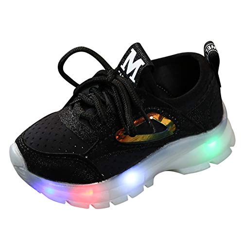 WEXCV Unisex Kleinkind Baby Jungen Mädchen Herbst Helle Schuhe Leuchtende Einfarbig Anti-Rutsch Licht Sneaker Atmungsaktiv Freizeitschuhe Outdoor Lauflernschuhe von WEXCV