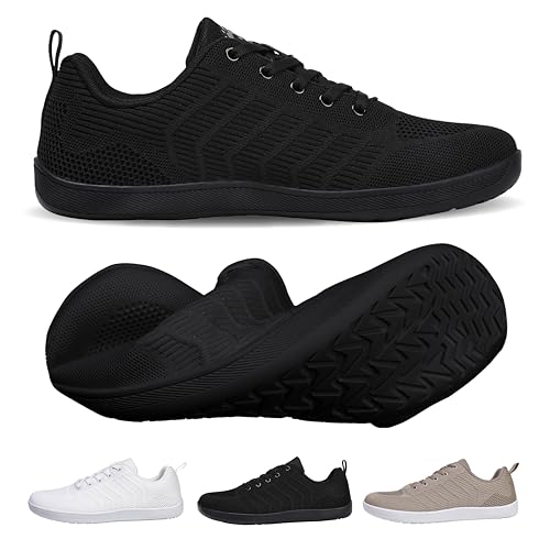 WEXITO Barfuss Schuhe Damen Barfußscchuhe Herren Minimalschuhe Sommer Sneakers Breit Leicht Bequeam rutschfest Wasserfest Barefoot Shoes Flache Zero-Drop Sohle Unisex Schwarz Gr.37 von WEXITO