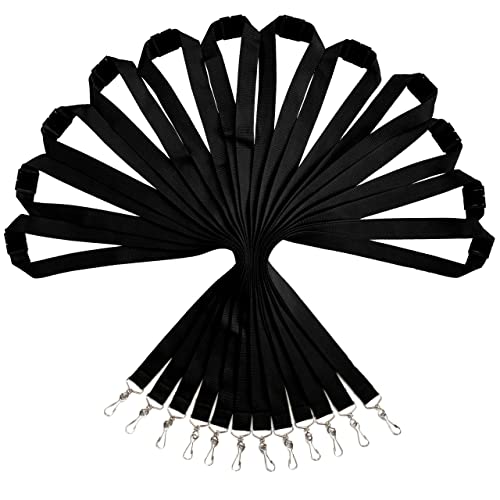 WEZEBEL Packung mit 12 strapazierfähigen Polyester Lanyards mit Sicherheitsverschluss - Verfügbar in Regenbogen-Mix & einfarbigen Farben (Schwarz, 12er-Pack) von WEZEBEL