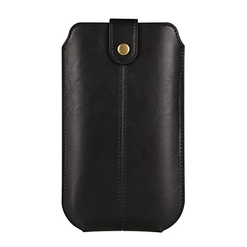 Herren Handy Gürteltasche Kleine, Leder Gürtel Handyhülle Herren mit Clip Schwarz, 7.2" Universal Handytasche mit Clip Handy Hüfttasche Bauchtasche Handyholster mit Gürtelschlaufe Karabinerhaken von WFCKPQF