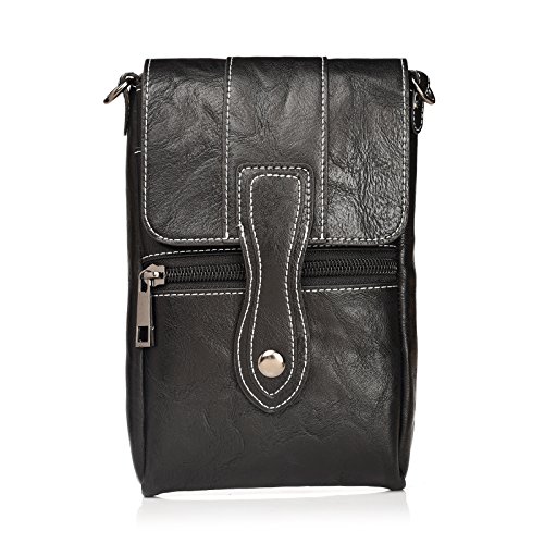 Herren Schultertaschen Leder, Gürteltasche Kleine Handytasche Männer, 7.2" Weiche Leder Umhängetasche Hüfttasche Handy Tasche Messenger Bag Crossbody Herrentaschen Brieftasche mit Gürtelschlaufe von WFCKPQF