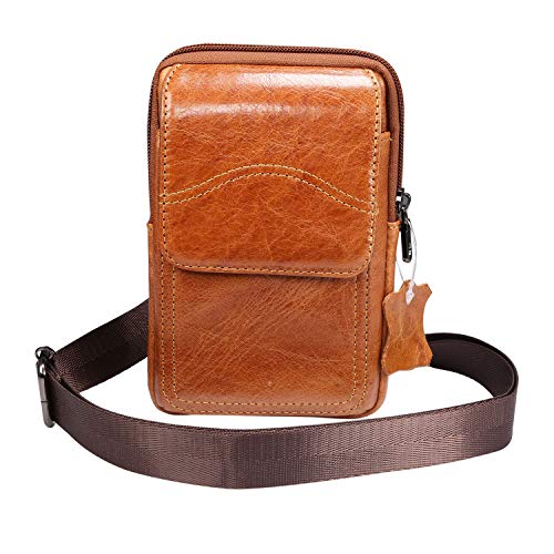 Herren Umhängetasche Leder, Handytasche Zum Umhängen Herren, Klein Gürteltasche Hängetasche Männer Schultertasche Kuriertasche Handy Tasche Umhängen Männer Umhängetasche Reisegepäck Smartphone Tasche von WFCKPQF