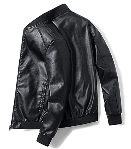 WFEI Männer PU Lederjacke Männer Bomber Baseballjacke Biker Pilot Varsity College Top Slim Fit Motorrad Leder Mäntel,Schwarz,S von WFEI