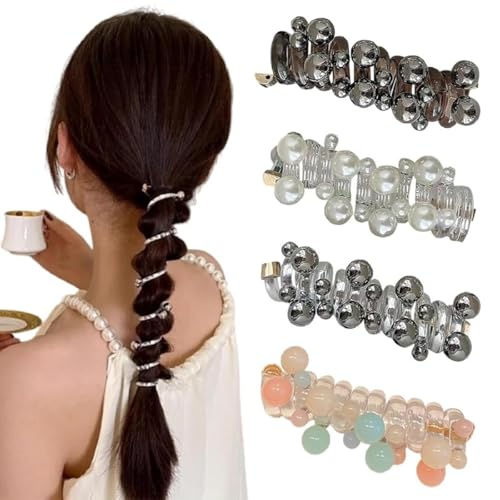 WFFANG625 Spiralförmige Telefonschnur-Haargummis für Frauen, sanft, keine Beschädigung, weich, elastisch, Pferdeschwanzhalter mit gedrehtem Perlen-Design für tägliche und besondere Anlässe WFFANG625 Spiralförmige Telefonschnur-Haargummis für Frauen, sanft, keine Beschädigung, weich, elastisch, Pferdeschwanzhalter mit gedrehtem Perlen-Design für tägliche und besondere Anlässe von WFFANG625