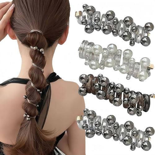 WFFANG625 Spiralförmige Telefonschnur-Haargummis für Frauen, sanft, keine Beschädigung, weich, elastisch, Pferdeschwanzhalter mit gedrehtem Perlen-Design für tägliche und besondere Anlässe WFFANG625 Spiralförmige Telefonschnur-Haargummis für Frauen, sanft, keine Beschädigung, weich, elastisch, Pferdeschwanzhalter mit gedrehtem Perlen-Design für tägliche und besondere Anlässe von WFFANG625