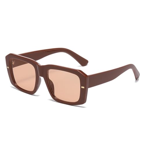 WFFZTZW Beliebte Mode Damen Sonnenbrille Vintage Nieten Punk Herren UV400 Klare Linse Rahmen (Braun Champagner) von WFFZTZW