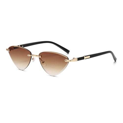 WFFZTZW Beliebte Sonnenbrille mit dreieckigen Gläsern für Damen und Herren, randlos, für unterwegs (GRADIENT BROWN) von WFFZTZW