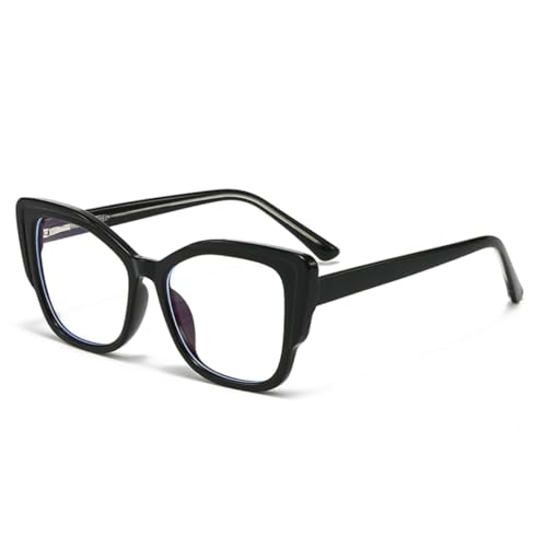 WFFZTZW Brille für Damen, PC-Kernbeine, Retro-Plattenfarbe, flacher Spiegel, kann mit Spiegel ausgestattet werden (schwarz) von WFFZTZW