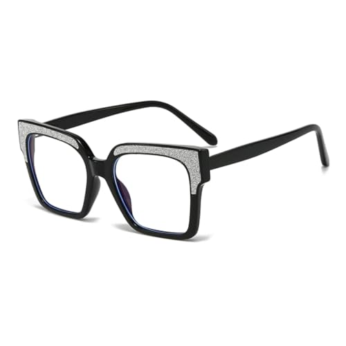 WFFZTZW Brille für Damenbeine, Retro-Plattenfarbe, flacher Spiegel, kann mit Spiegel ausgestattet werden (schwarz) von WFFZTZW