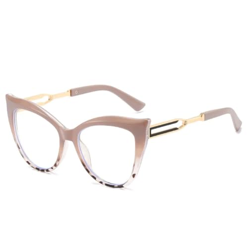 WFFZTZW Cat-Eye-Sonnenbrille für Damen, trendige Persönlichkeit, großer Rahmen, Sonnenschutzbrille für unterwegs (Khaki klar) von WFFZTZW