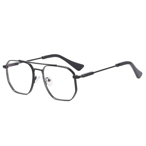 WFFZTZW Herren Business Retro Doppelsteg Metall Brillengestell (Schwarz klar) von WFFZTZW