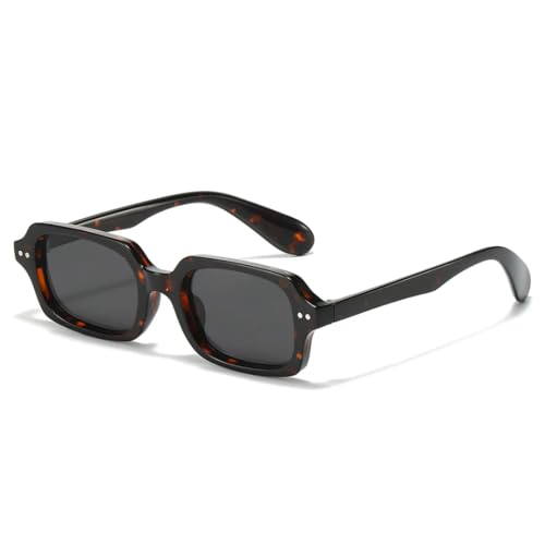 WFFZTZW Klassische Vintage-Sonnenbrille mit Nieten für Damen und Herren, kleiner Rahmen, Punk, beliebt (Leopardenschwarz) von WFFZTZW