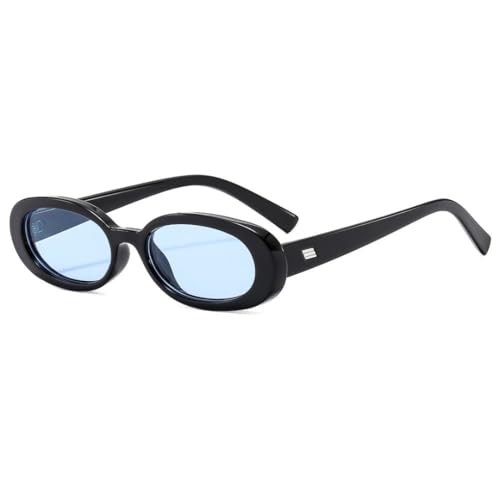 WFFZTZW Klassische ovale Sonnenbrille für Damen und Herren, dicker kleiner Rahmen, Party, Hip-Hop, cooler Luxus, UV400 (C3) von WFFZTZW