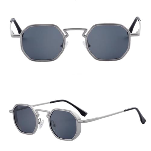 WFFZTZW Kleine Rahmen Polygon Metall Punk Sonnenbrille für Männer Luxus Vintage Outdoor UV400 (C10) von WFFZTZW