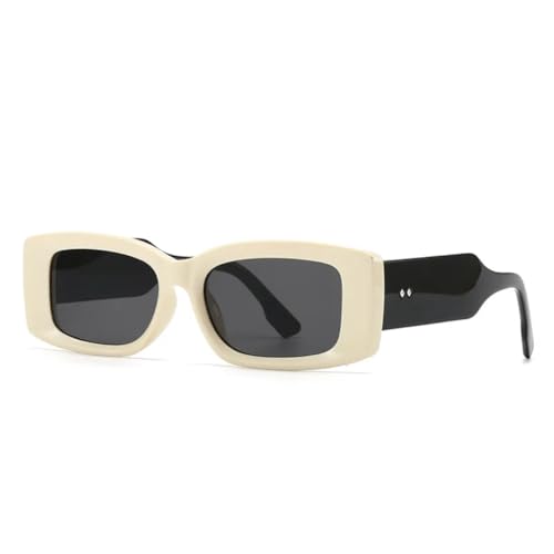 WFFZTZW Kleine Sonnenbrille für Damen und Herren, rechteckig, dicker Rahmen, UV400 (C4) von WFFZTZW