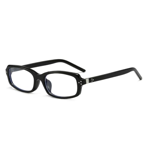 WFFZTZW Kleine rechteckige Sonnenbrille für Damen und Herren, UV400, Vintage-Nieten, klarer Linsenrahmen (schwarz klar) von WFFZTZW