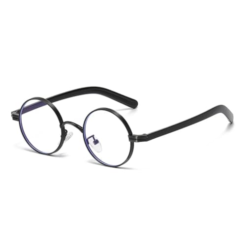 WFFZTZW Kleine runde Retro-Sonnenbrille aus Metall im Punk-Stil für Damen und Herren, UV400 (schwarz transparent) von WFFZTZW