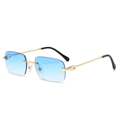 WFFZTZW Kleiner Farbverlauf, rahmenlos, für Damen und Herren, randlos, UV400, beliebte Metallbrille (C6) von WFFZTZW