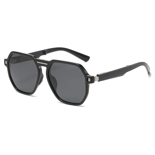 WFFZTZW Luxuriöse Faltsonnenbrille für Damen und Herren, trendige Vintage-Punk-Sonnenbrille (Schwarz Schwarz) von WFFZTZW