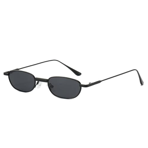 WFFZTZW Luxuriöse kleine rechteckige Damen-Sonnenbrille, modisch, transparent, Ozeanlinse, Metallrahmen, Herren, UV400 (schwarz) von WFFZTZW