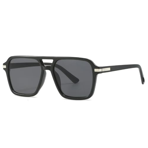 WFFZTZW Luxuriöse übergroße Sonnenbrille für Damen und Herren, Vintage-Punk-Trend, großer Rahmen, Doppelsteg-Sonnenbrille (Schwarz Schwarz) von WFFZTZW