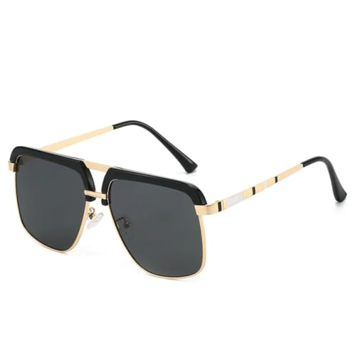 WFFZTZW Luxus-Sonnenbrille mit Schildpatt-Farbverlauf, oval, für Damen, Retro, Doppelbrücke, dünner Rahmen, Trend, vielseitig, Herren, UV400 (schwarz) von WFFZTZW