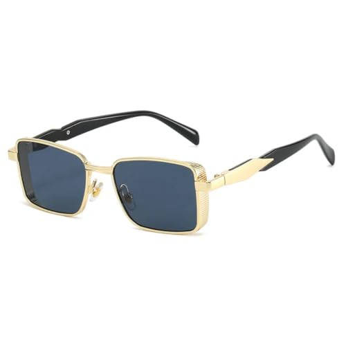 WFFZTZW Metall-Sonnenbrille für Herren und Damen, dicker Rahmen, Punk, Luxus, UV400 (Gold-Schwarz) von WFFZTZW
